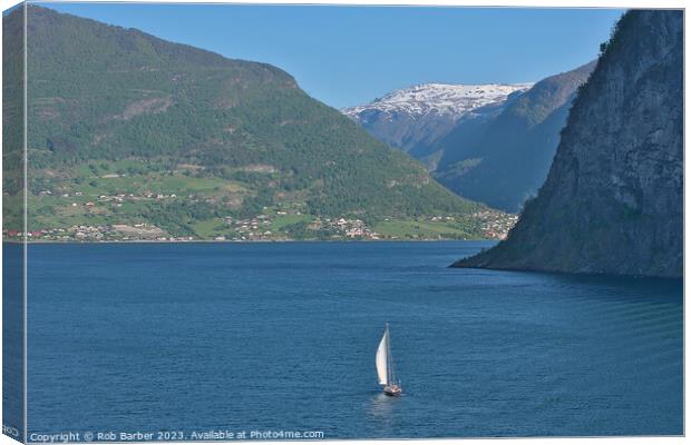Yacht on Norwegian Fjord Canvas Print by Rob Barber