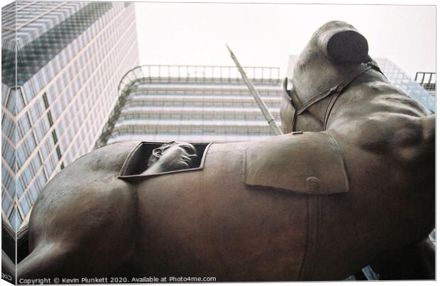 Canary Wharf. Centauro Bronze Statue by Igor Mitoraj Canvas Print by Kevin Plunkett