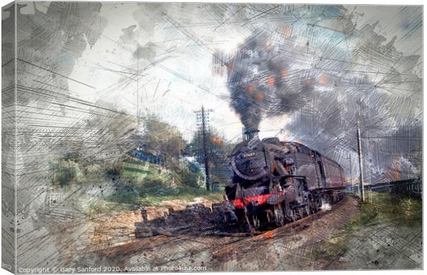 Steam Loco, 42687 Rounding a Curve on the LTS Canvas Print by Gary Sanford
