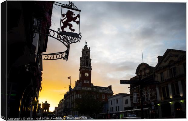 Sunset on High street Colchester Canvas Print by Efraim Gal