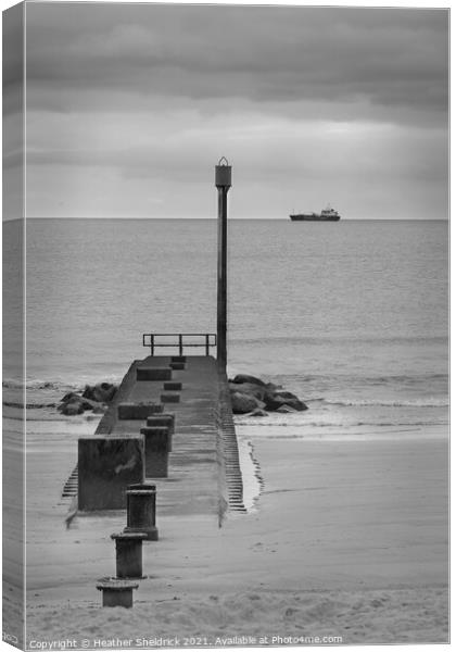 Mablethorpe breakwater and ship Canvas Print by Heather Sheldrick