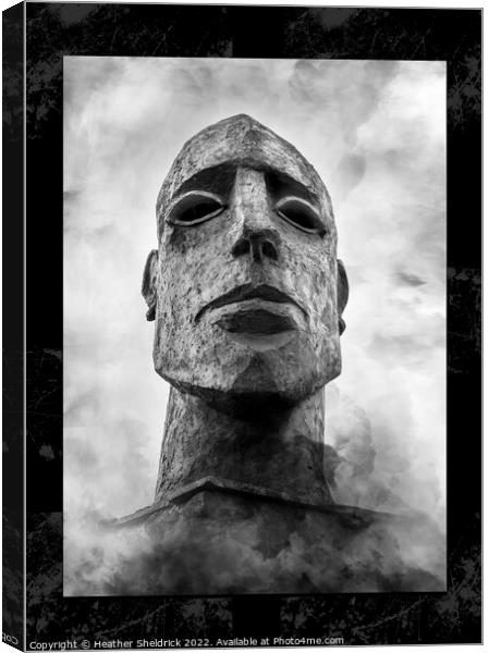 Dramatic Sculpture Head Rising from Smoke Canvas Print by Heather Sheldrick