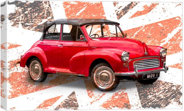 Classic Red British Morris Minor Car Canvas Print by Heather Sheldrick