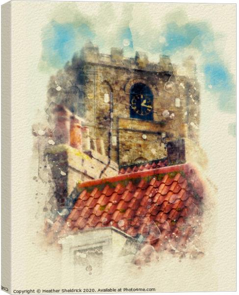St Marys Churchtower, Whitby, Digital Watercolour Canvas Print by Heather Sheldrick