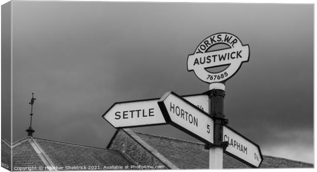 Austwick Settle Clapham Road Sign Canvas Print by Heather Sheldrick