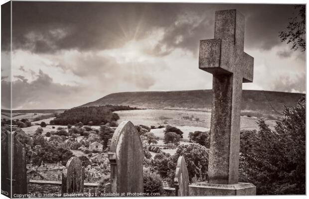 Pendle Hill from Downham Church Doorway Canvas Print by Heather Sheldrick