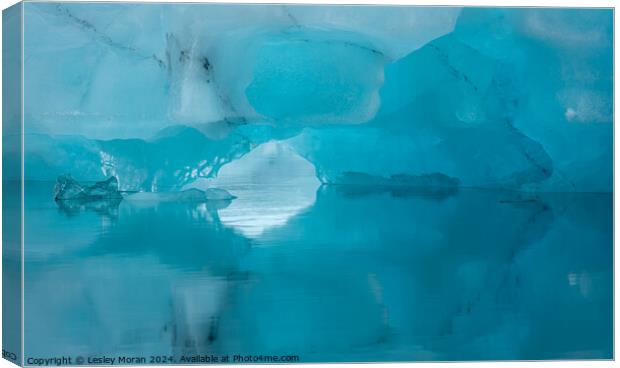 Ice at the Lagoon  Canvas Print by Lesley Moran