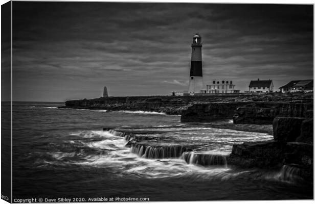 Portland bill Lighthouse Black and White Canvas Print by Dave Sibley