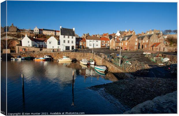 Crail Harbour in Sunshine Canvas Print by Ken Hunter