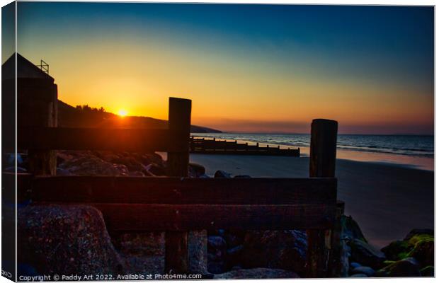 Amroth Groins at Sunrise Canvas Print by Paddy Art