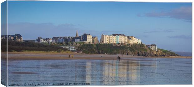 Approaching Tenby - South Beach View Canvas Print by Paddy Art
