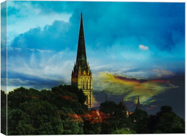 Salisbury Cathedral Standing Tall Canvas Print by Paddy Art