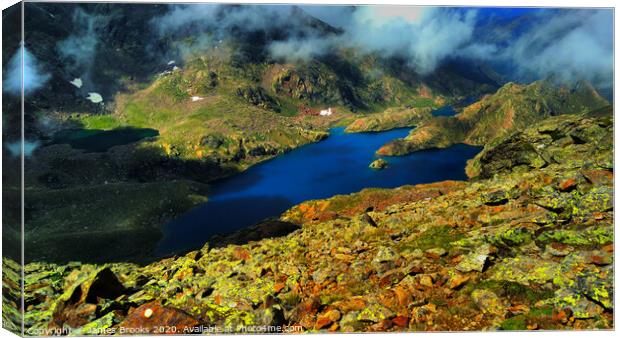 Another of the lacs de tristaina from a higher view Canvas Print by James Brooks