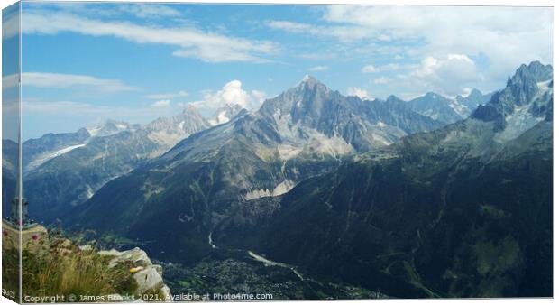 A mountain near Mont Blanc Canvas Print by James Brooks