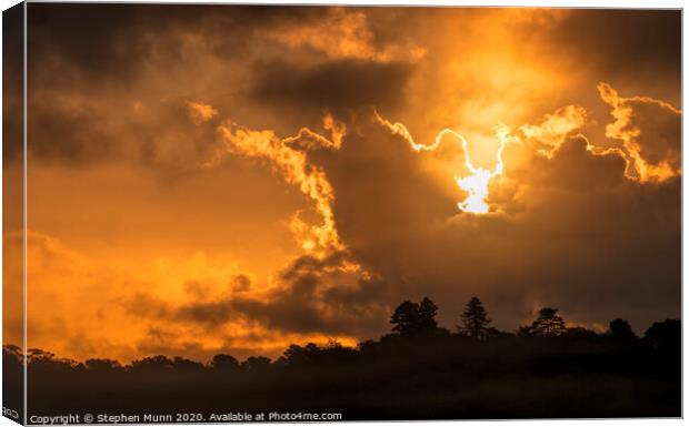 Sunset sky over New Forest National Park  Canvas Print by Stephen Munn
