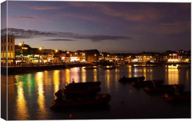 St Ives Harbour at Night Canvas Print by Sarah Stevens