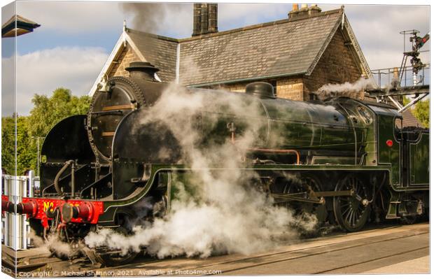 Steam Train leaving Grosmont Station Canvas Print by Michael Shannon