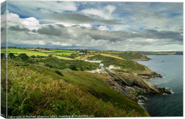 View of the Cornish Coastline around the village o Canvas Print by Michael Shannon