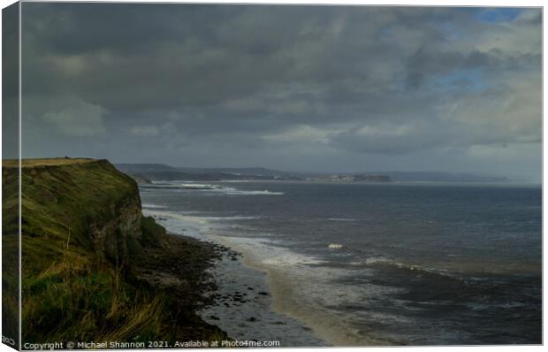 View north from the cliffs near Filey Brigg Canvas Print by Michael Shannon