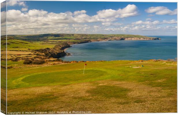 View of the Golf Course at Ravenscar, North Yorksh Canvas Print by Michael Shannon