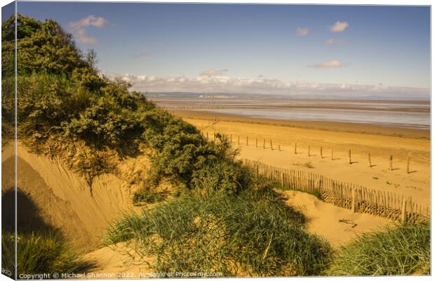 View of the beach at Berrow in Somerset from the S Canvas Print by Michael Shannon
