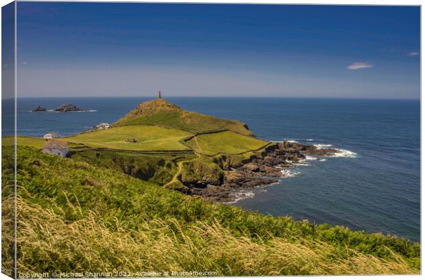 View of Cape Cornwall, approaching from the north Canvas Print by Michael Shannon