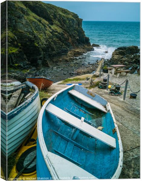 Small fishing boats, Church Cove, Cornwall Canvas Print by Michael Shannon