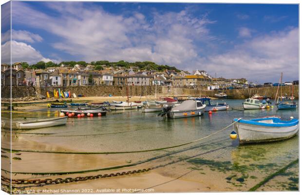 Boats in Mousehole harbour, Cornwall Canvas Print by Michael Shannon