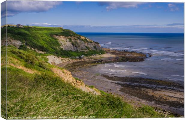 Clifftop view from Cleveland Way - Port Mulgrave Canvas Print by Michael Shannon