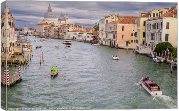 View of the Grand Canal, Venice from the Accademia Bridge. Canvas Print by Michael Shannon