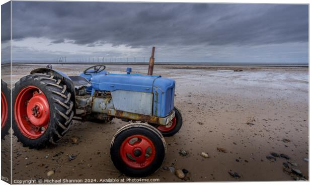 Old Tractor, Redcar Beach Canvas Print by Michael Shannon