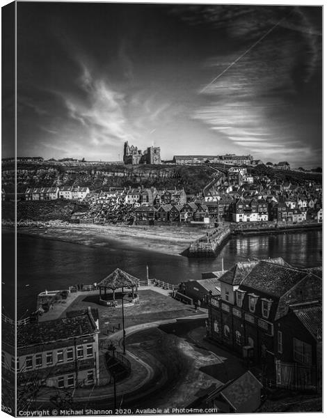 Whitby, fishing port in North Yorkshire, famous fo Canvas Print by Michael Shannon