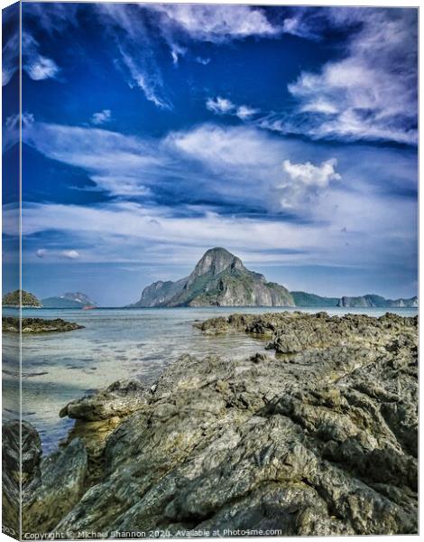 The stunning scenery of Bacuit Bay in El Nido, Pal Canvas Print by Michael Shannon