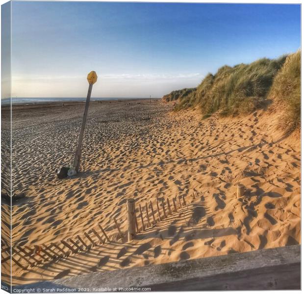 Formby beach and sand dunes Canvas Print by Sarah Paddison