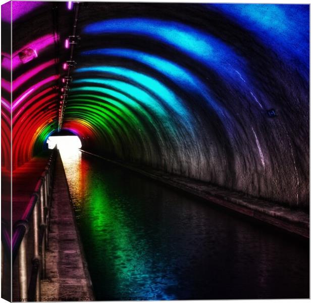 Rainbow lit tunnel Canvas Print by Sarah Paddison