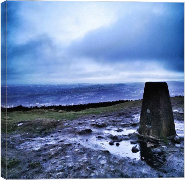 Wild bank Trig point on winter solstice Canvas Print by Sarah Paddison