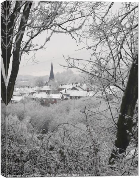 St James Church Millbrook in the snow Canvas Print by Sarah Paddison