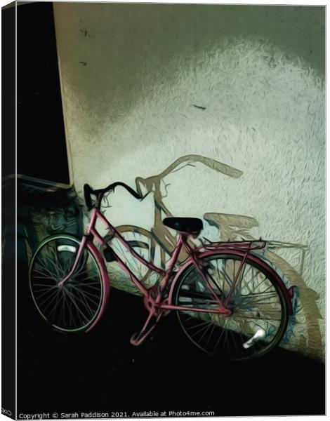 Pink bicycle Canvas Print by Sarah Paddison