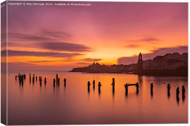 The old Swanage Pier, at sunrise. Canvas Print by Roy Hornyak