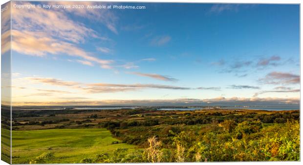 a view of studland, poole harbour, and bournemouth bay from studland Canvas Print by Roy Hornyak