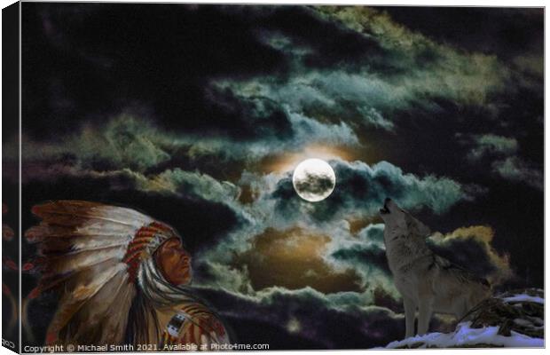 Wolf Moon Canvas Print by Michael Smith