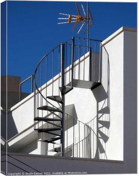 Spiral Staircase and Shadow Canvas Print by Sheila Eames