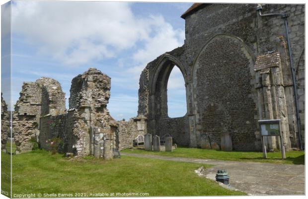 St. Thomas Church and Ruins in Winchelsea, Sussex, England Canvas Print by Sheila Eames