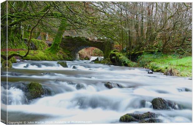 Robbers Bridge - Exmoor Canvas Print by John Martin