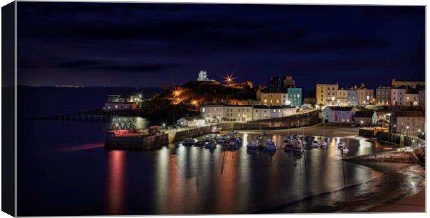 Tenby harbour at night Canvas Print by Paul James
