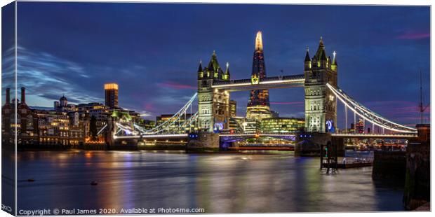 Tower bridge and The Shard Canvas Print by Paul James