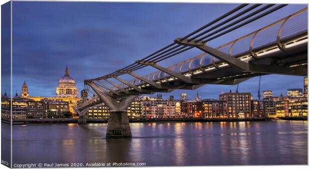 Millennium to St Paul's Cathedral Canvas Print by Paul James