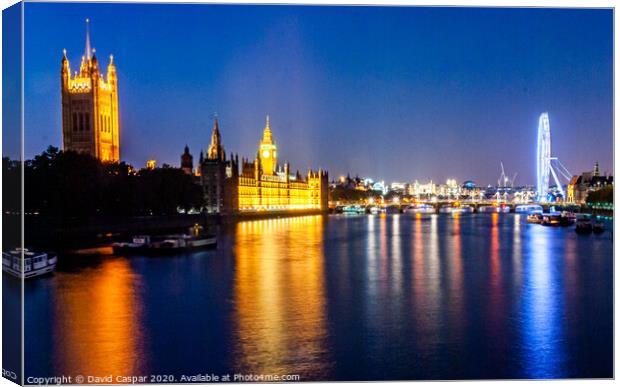 Thames by Night Canvas Print by David Caspar
