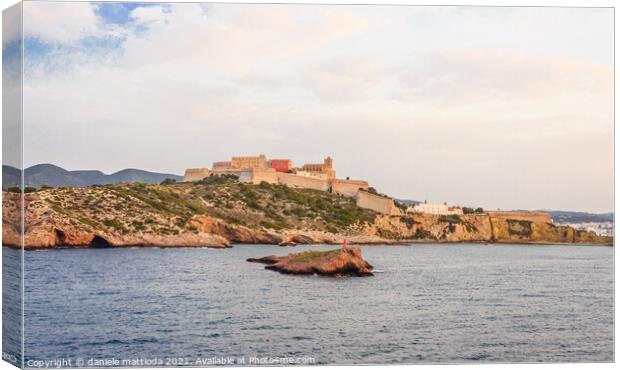 view from the sea of old Ibiza and the bulwark tha Canvas Print by daniele mattioda