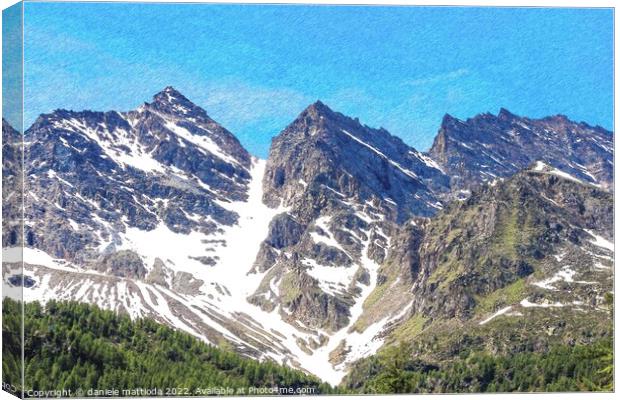 PENCIL SKETCH EFFECT of the Three Levanne the moun Canvas Print by daniele mattioda